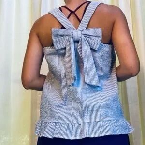 Peach Love California Blue Striped Tank Top